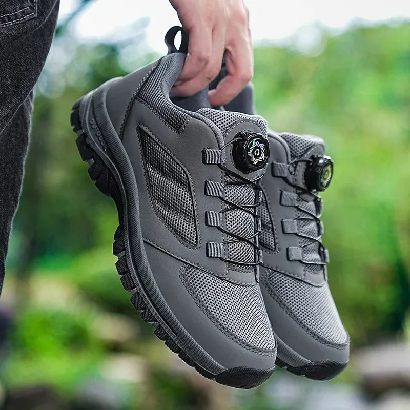 Herren-Outdoor-Sportschuhe für Frühling und Herbst mit drehbarer Schnalle, praktische, bequeme, rutschfeste Wanderschuhe, große Größe 39–48