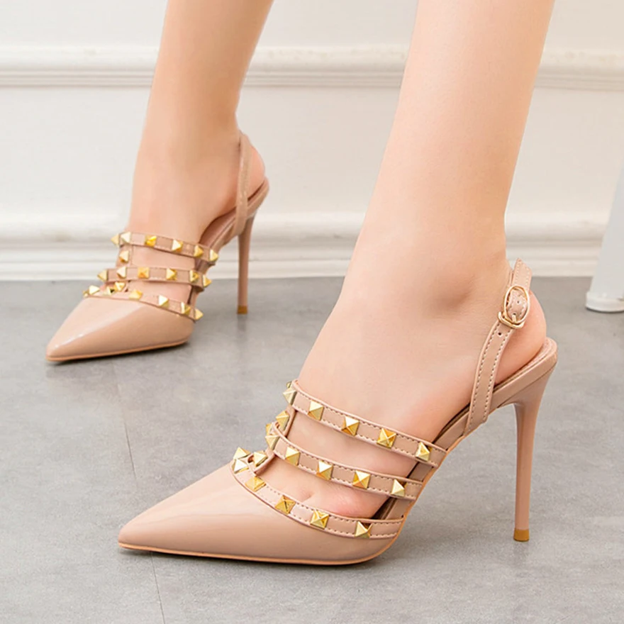 Niet High Heels Luxus Designer Frauen Schuhe Damen Pumps Sexy Frühling Sommer Mode Sandalen Büro Kleid Nude Schwarze Schuhe Image