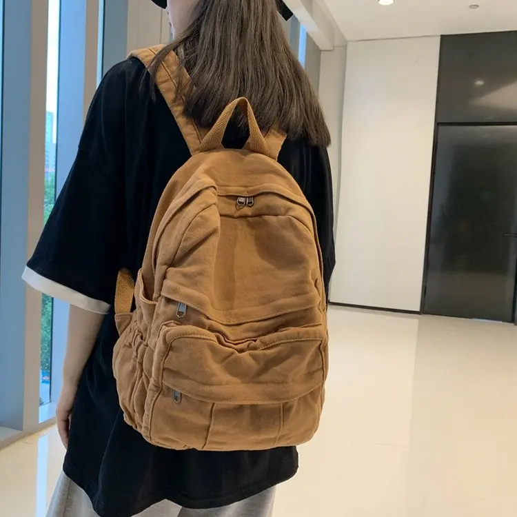Mode Vintage Frauen Rucksack Mädchen Stoff Schule Tasche College Student Leinwand Weibliche Laptop Tasche Reise Kawaii Damen Rucksack Image