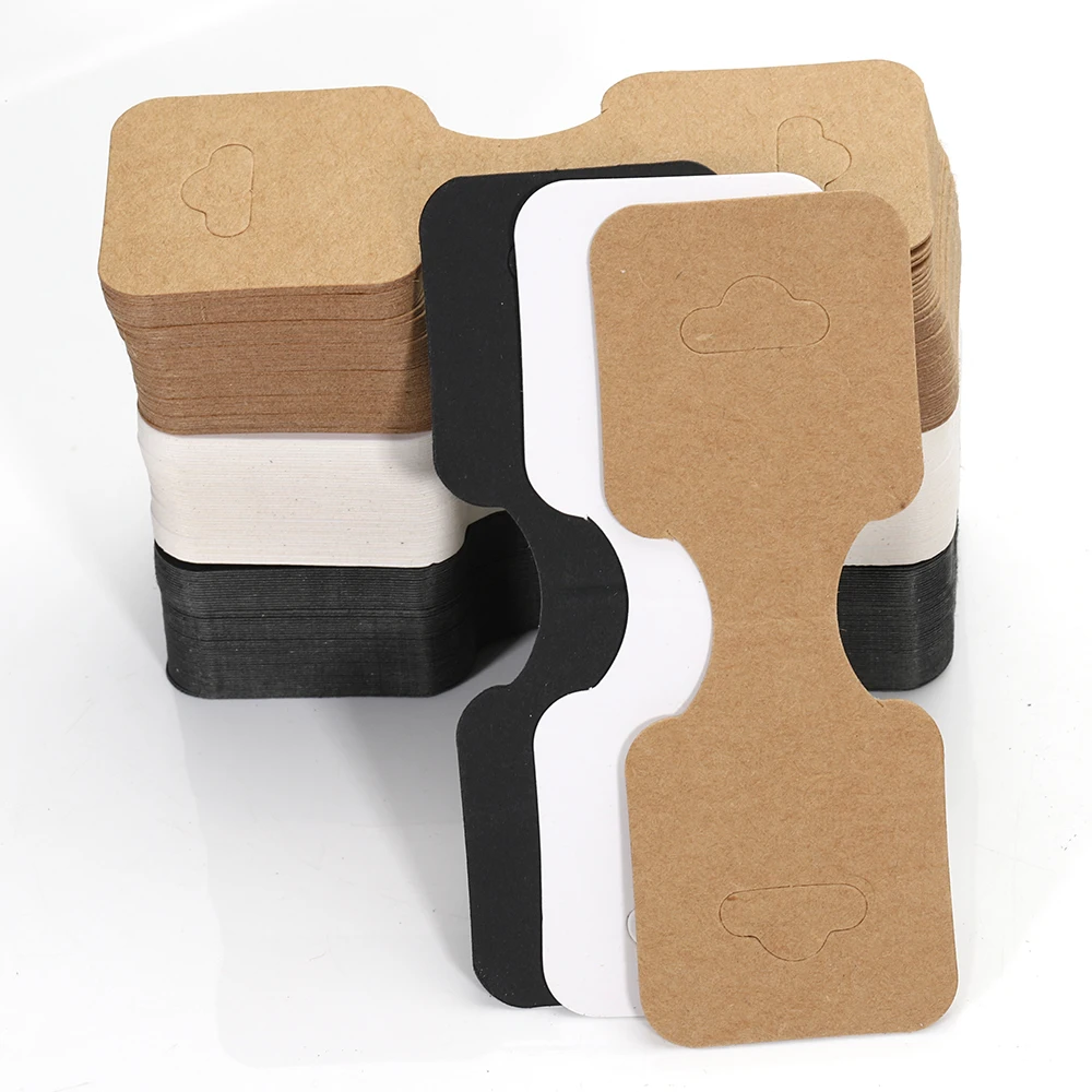 50 Stück 3,5 x 9 cm Kraftpapier-Karten, faltbares Verpackungskarton für die Schmuckpräsentation Image