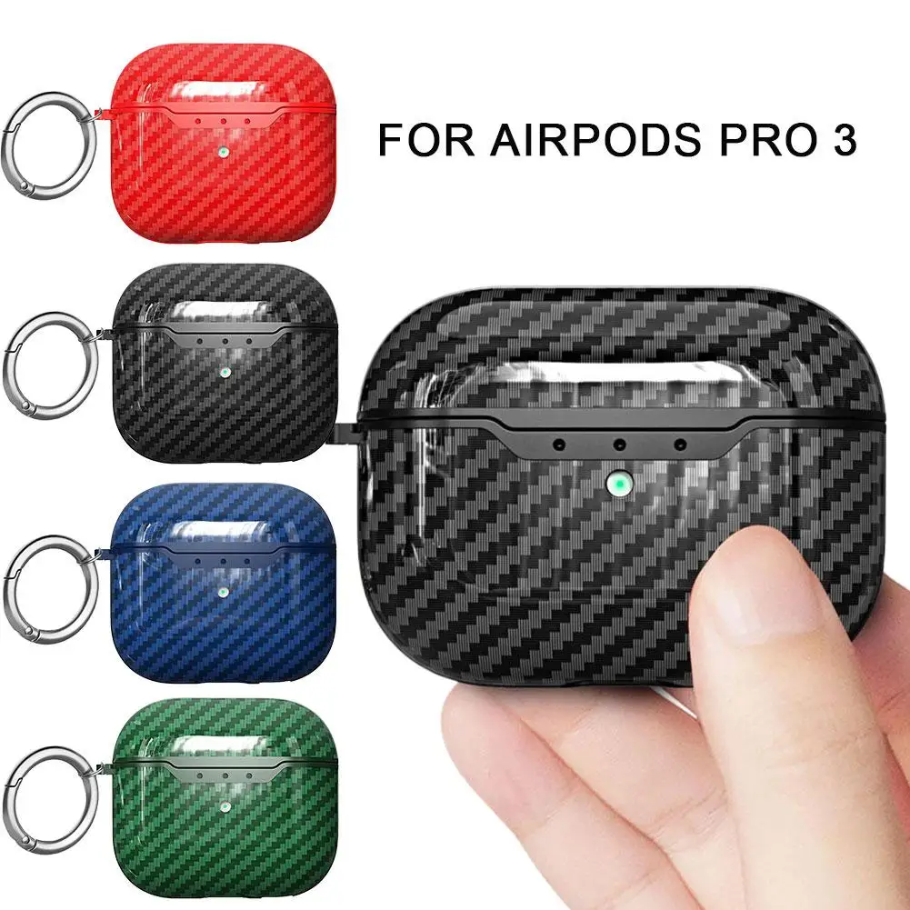 Für Airpods Pro 3rd Generation Bluetooth Kopfhörer Fall Bruchsichere Faser Carbon TPU Textur Fall Kopfhörer Weiche Image
