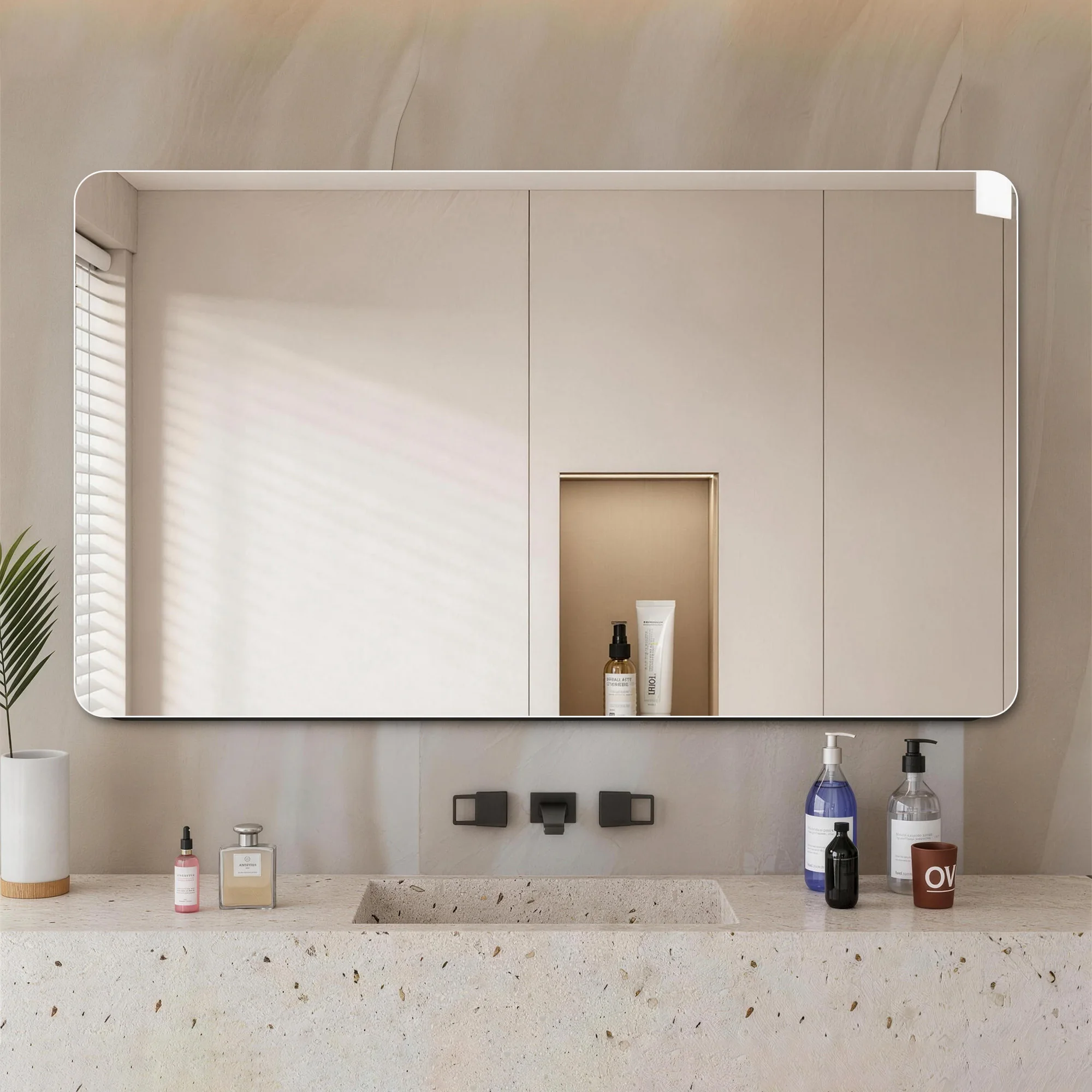 Rahmenloser Wandspiegel 60x100 / 60x80 cm HD Badezimmer Spiegel Kupferfrei Silber Spiegel R50 Ecke Vertikal Horizontal Wandmontage