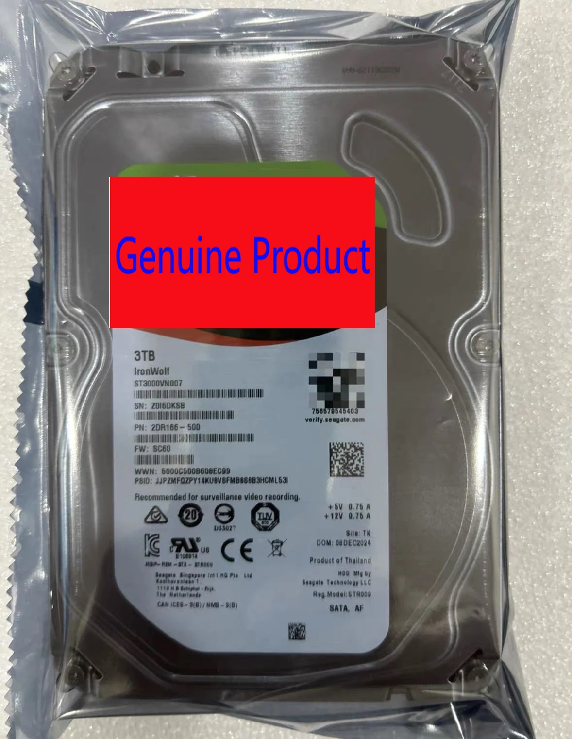 NEUE ST3000VN007 Seagate IronWolf 3TB NAS 3,5-Zoll SATA 5900RPM Festplatte Image