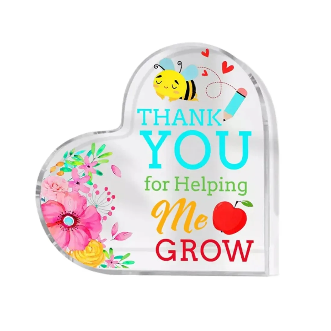 1 Stück Acryl-Herz-Dankeschön-Plakette, Beste Lehrerin Aller Zeiten Briefbeschwerer als Andenken, Ideales Geschenk für den Lehrertag & Lehrerjubiläum Image