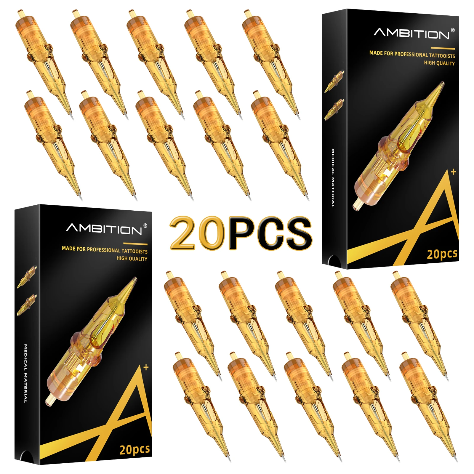 20 Stück Ambition Tattoo Cartridge Nadeln 1 3 5 7 9 11 13 14 15 RL RM RS M1 für Tattoo-Maschinen und Stift-Nadelzubehör # 12 Image