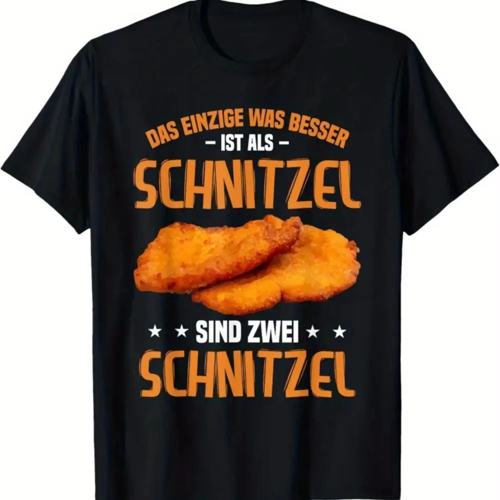Herren-T-Shirt mit Rundhalsausschnitt, Schwarz, Sommer, mit Aufdruck „Fried Pork Chop“, Lässig, 100 % reine Baumwolle, Party, Kurzarm, Geschenk, Große Größen