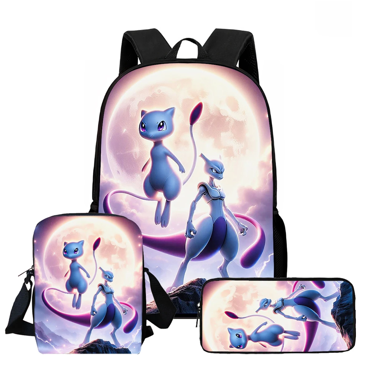 2025 dessin animé samouraï m-mewtwo imprimer enfant école sac à dos avec sac à bandoulière sacs à crayons sacs d'école pour garçons filles meilleur cadeau