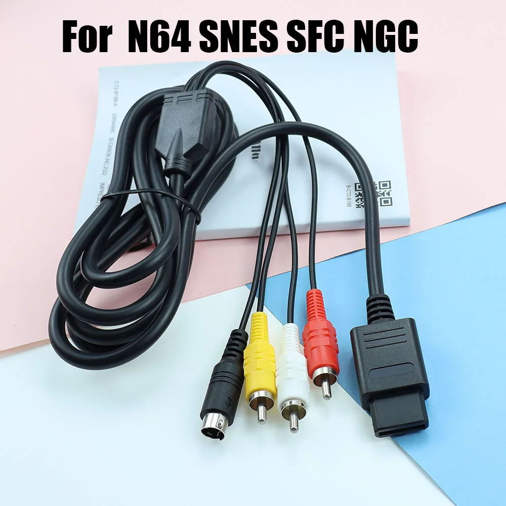 Für Nintendo 64 N64 SNES SFC NGC Schwarz AV Composite S-Video RCA Video HD TV Kabel Image
