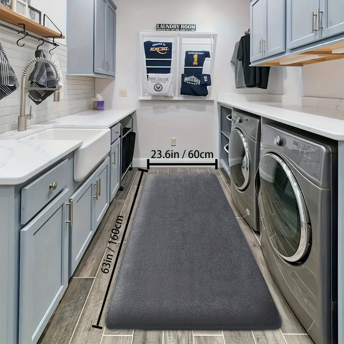 VIKAMA Solid Color Coral Fleece Rug for Kitchen Bathroom Toilet Water Absorbing Mat at Doorway Easy to Clean Carpet Home Decor