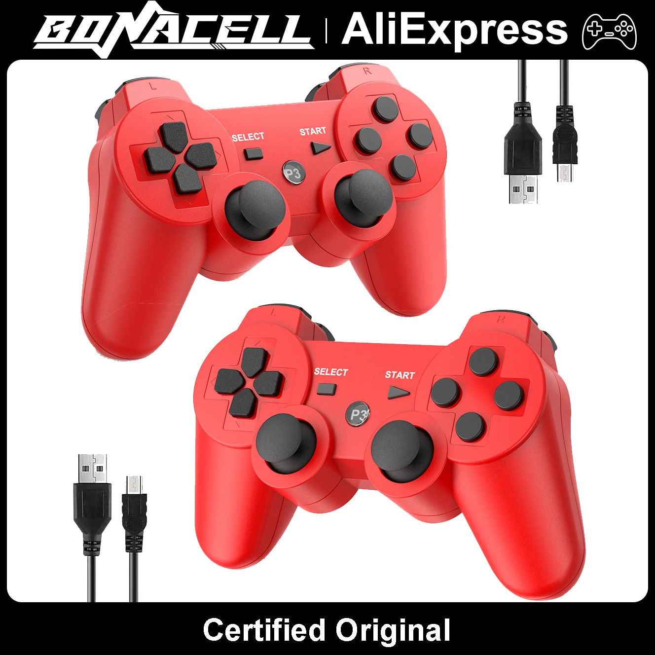 Game Controller For Playstation 3 PS3 Consoles PC/Android TVs /Game Boxe,W/Upcraded Joysticks 6-aix Gryo Dual Vibration Gamepads