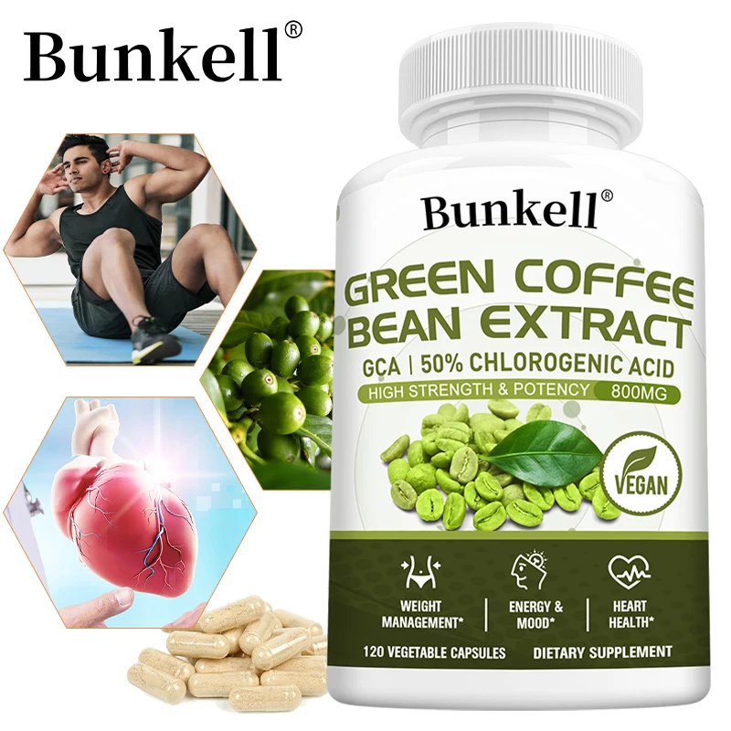 Green Coffee Bean Extract Capsules - Antioxidant, Anti-inflammatory, Blood Sugar and Fat Burning, Cardiovascular Health