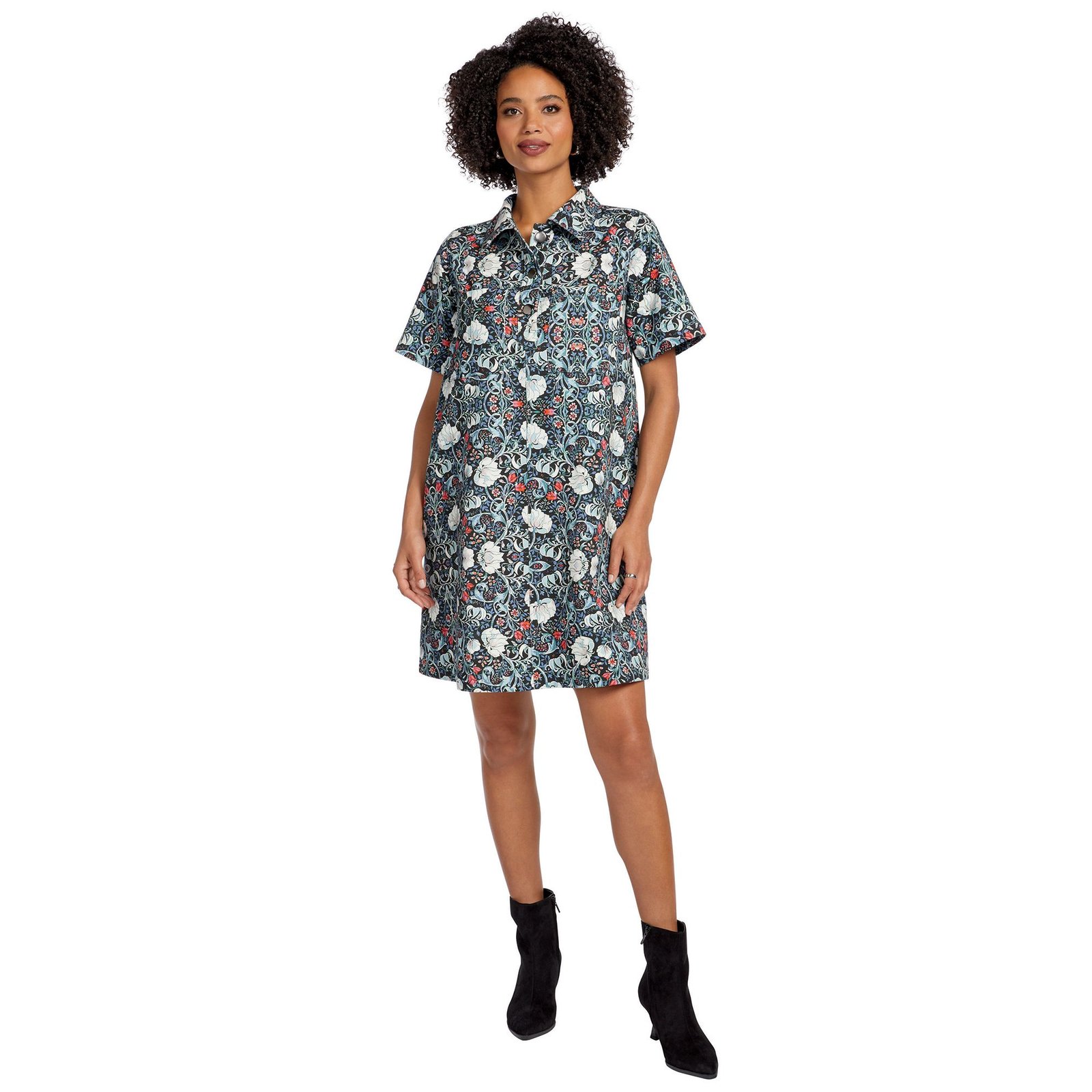 Masseys Daily Jumper Dress (Size XL) Dark Multi Floral, Cotton