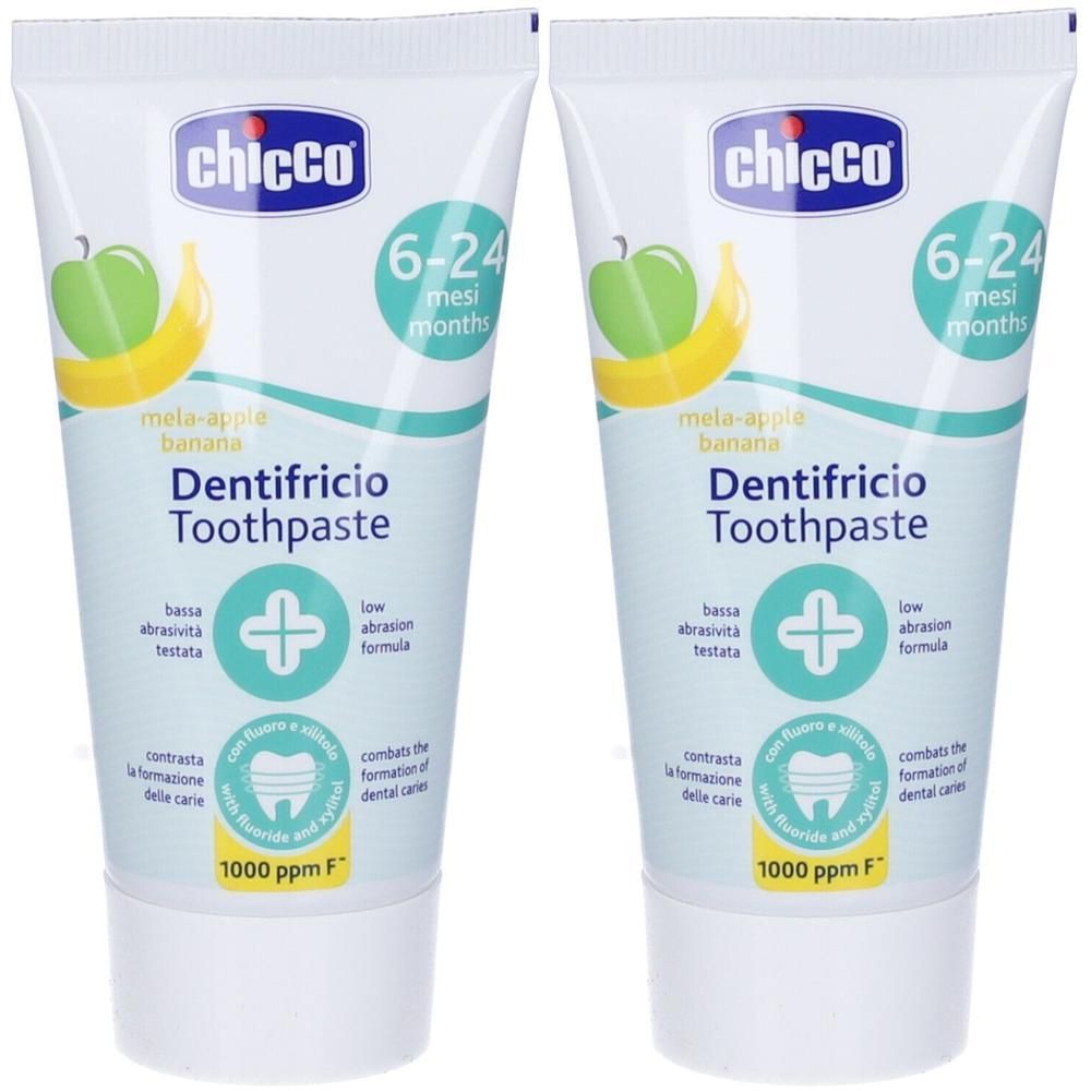 Chicco Dentifricio Mela-Banana 6-24 Mesi con Fluoro 2x50 ml