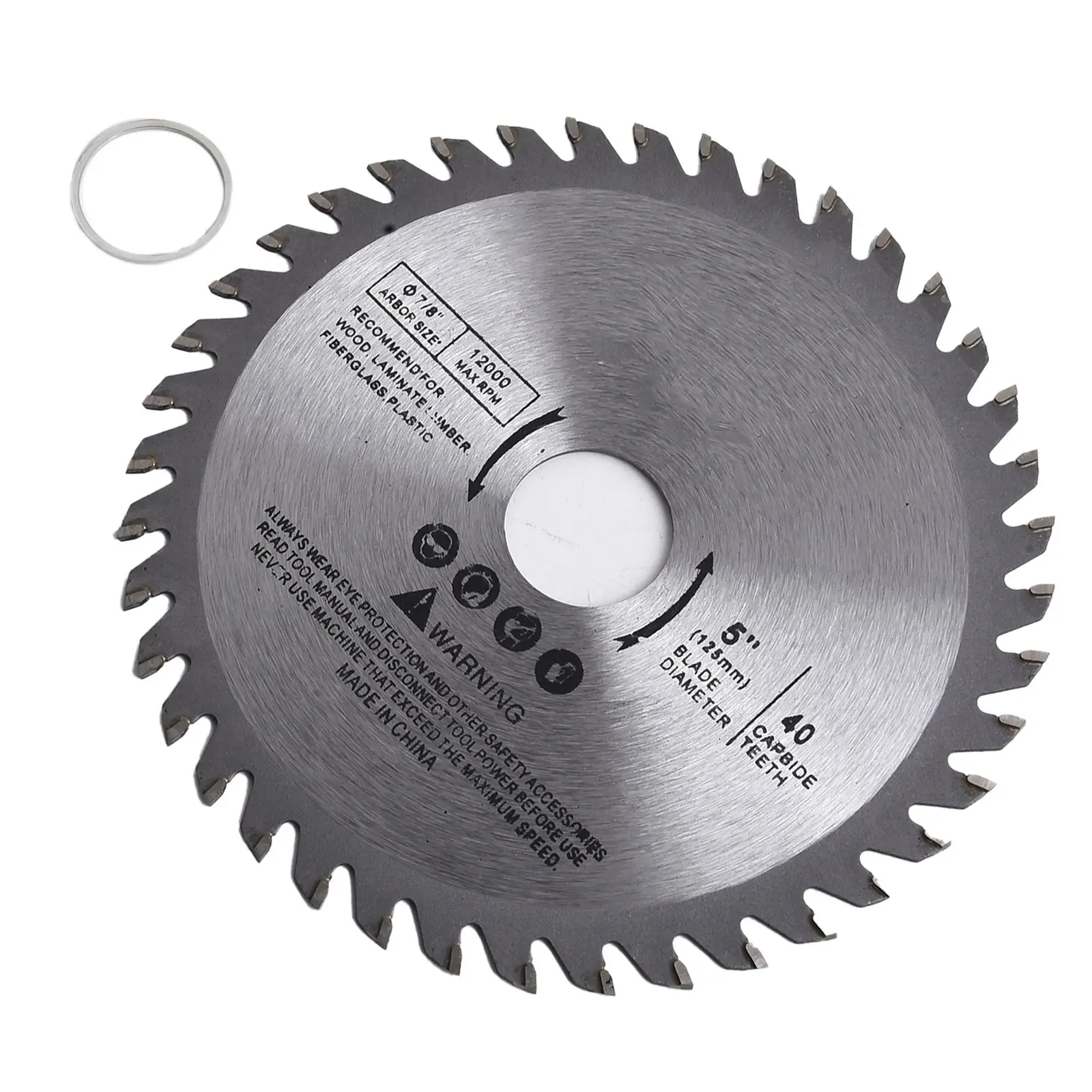 5 Zoll 125mm Trennscheibe Mini-Kreissägeblatt für Holz, Kunststoff, Metall, rotierende Hartmetall-Schneidwerkzeuge, 40 Zähne, 12000 U/min max. Image