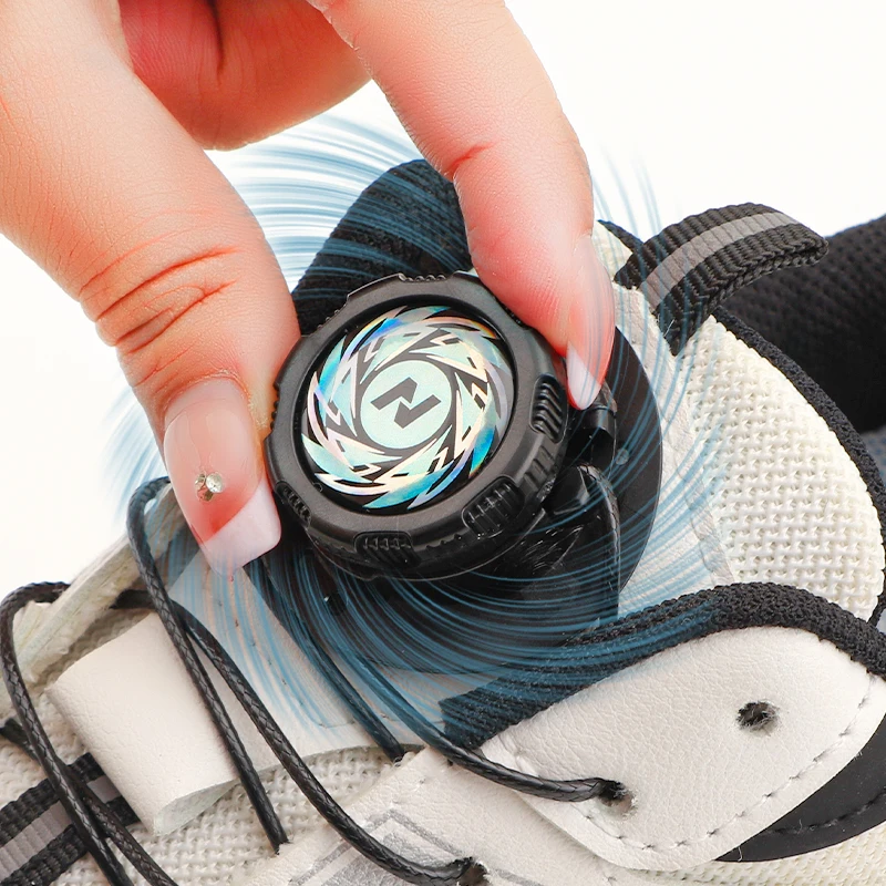 Drehbare Schnalle, elastische Schnürsenkel, Turnschuhe, automatische Schnürsenkel ohne Krawatten, für Erwachsene und Kinder, dicke runde Schnürsenkel ohne Krawatte, 1 Paar Image