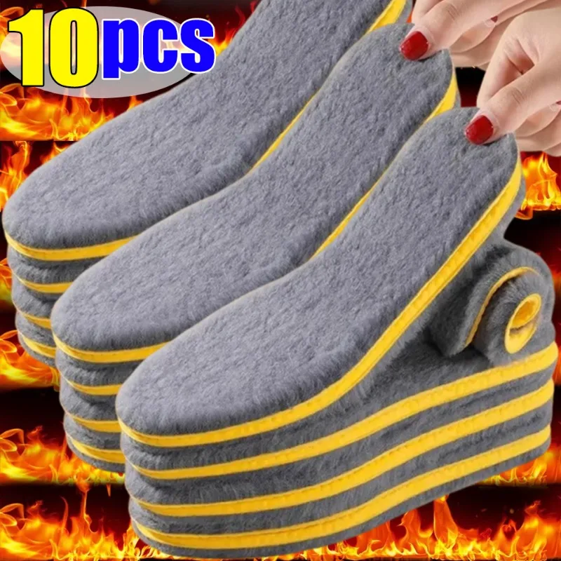 1–5 Paar selbsterhitzende Einlegesohlen für Wintersportschuhe, Schneestiefel, warme, mit Thermo gepolsterte Plüscheinlagen, Unisex-Erwachsene, Fußwärme Image
