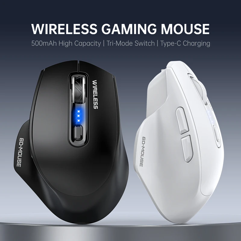 Drahtlose Tri-Mode-Gaming-Maus, 2,4 G Dual-Empfänger, Bluetooth, mit Batteriestandsanzeige, tragbare universelle Büromaus Image