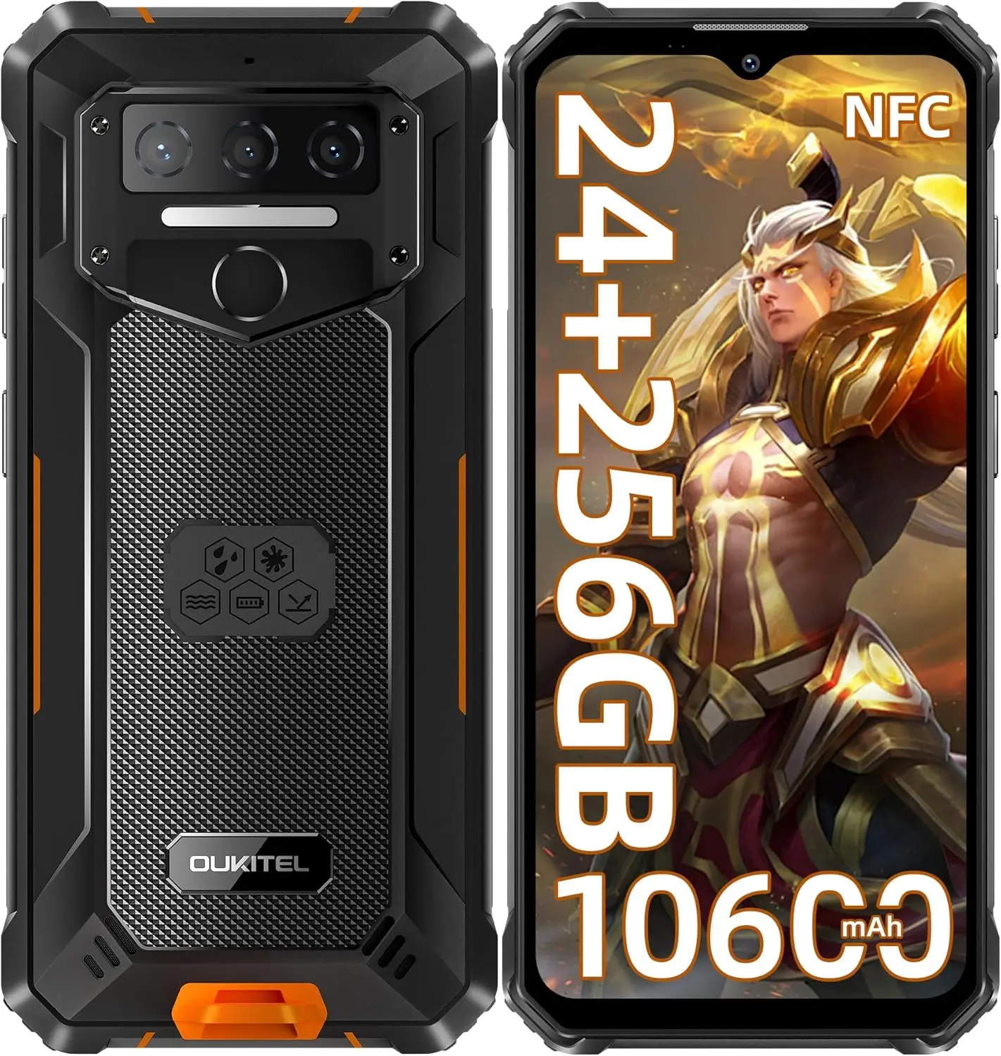 OUKITEL WP23 Plus Robustes Smartphone Entsperrt, 256GB/TF 1TB ROM Handy, 2026-10600mAh Akku, 6,52'' Display Robustes Smartphone