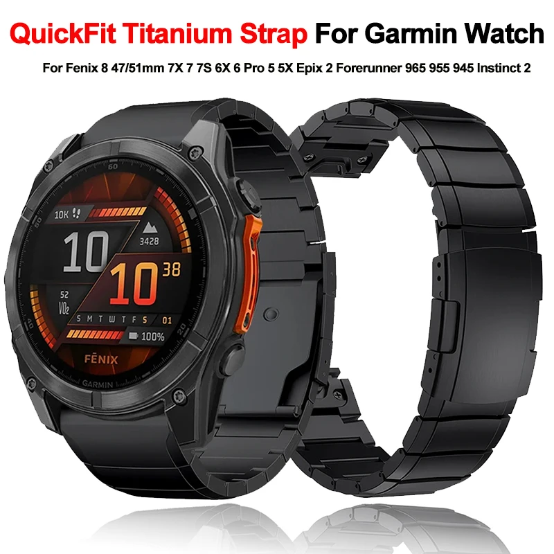 QuickFit 22mm 26mm Titanarmband für Garmin Fenix 8 47mm 51mm 7 7X 6 6X 5 5X Plus/Epix Pro/Tactix/3HR Enduro 3 Metall-Uhrenarmband Image