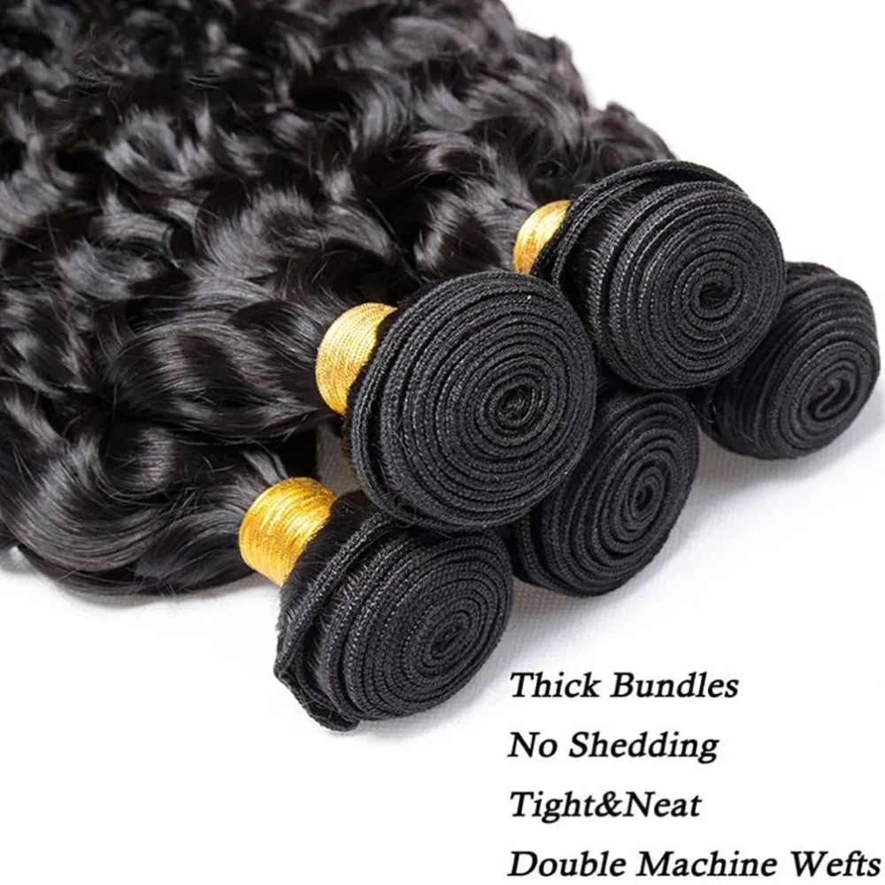 12A Bündel/1 Stück Wasserwellen-Echthaar 8-30 Zoll Webhaar Natürliche Farbe Brasilianisches Jungfrauenhaar Remy Hohe Qualität 180% Dichte Image