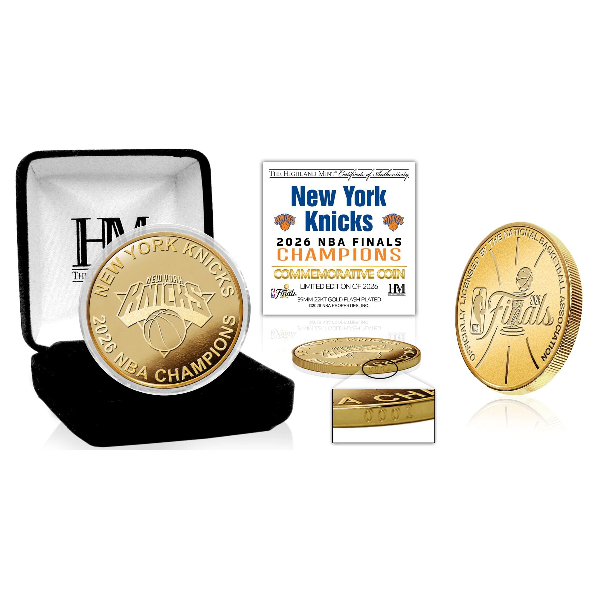 Pièce plaquée or des New York Knicks, champions NBA 2026 - No Gender Taille: One Size Only