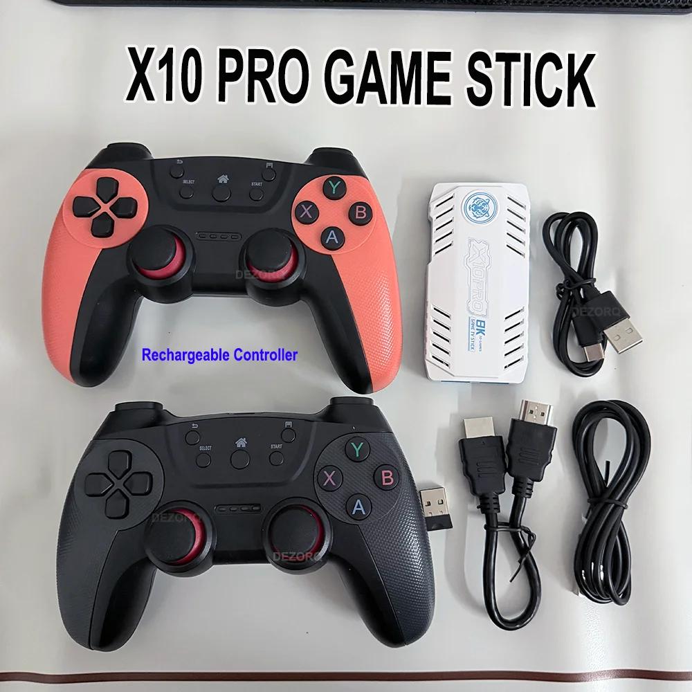 Manette de jeu rechargeable X10 Pro, stick de jeu 4K S905x3, console de jeux vidéo rétro, 128G, console de jeux TV