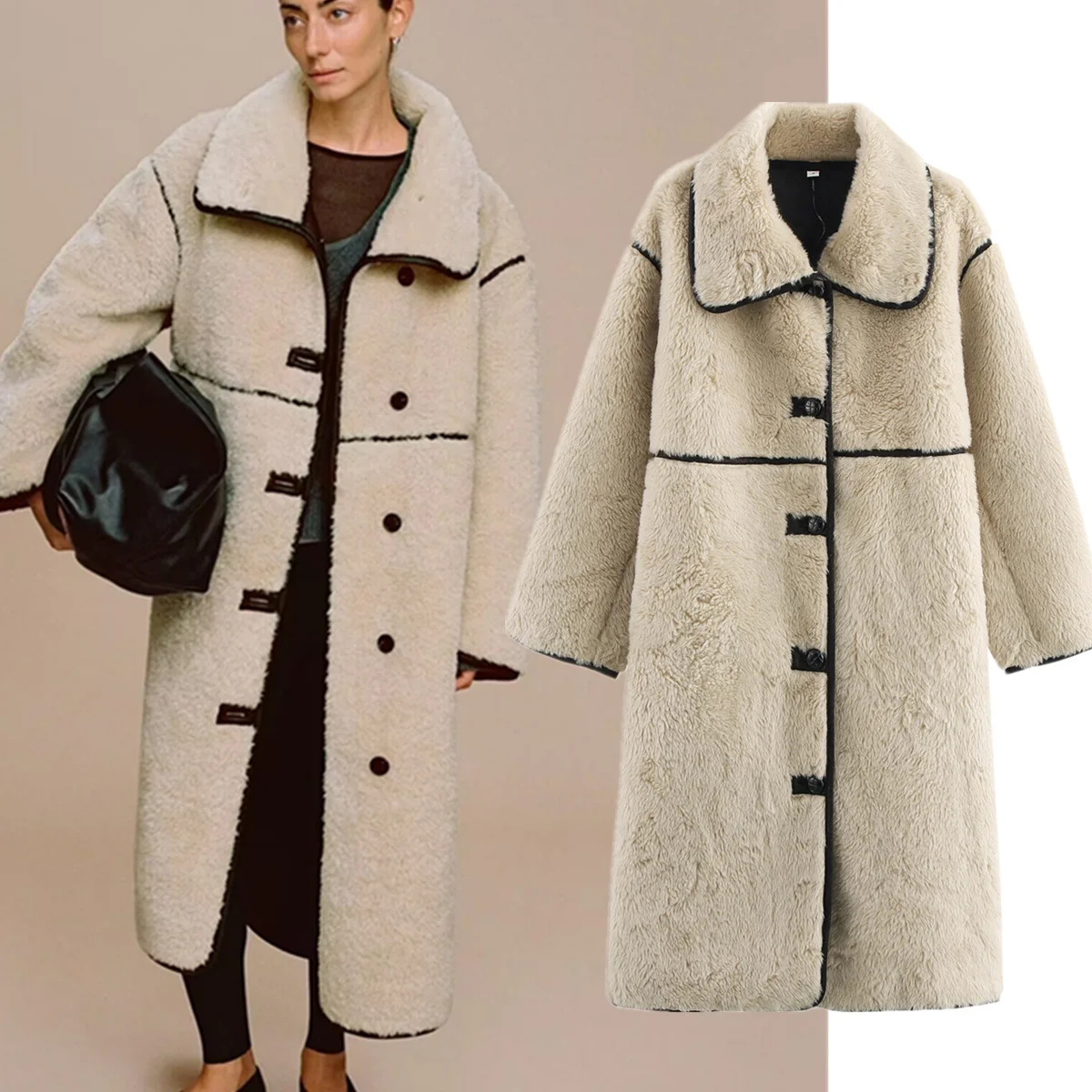 Maxdutti nordique minimaliste femmes vêtements femmes pardessus femme veste femme vêtements hauts fausse fourrure col rond Long manteau