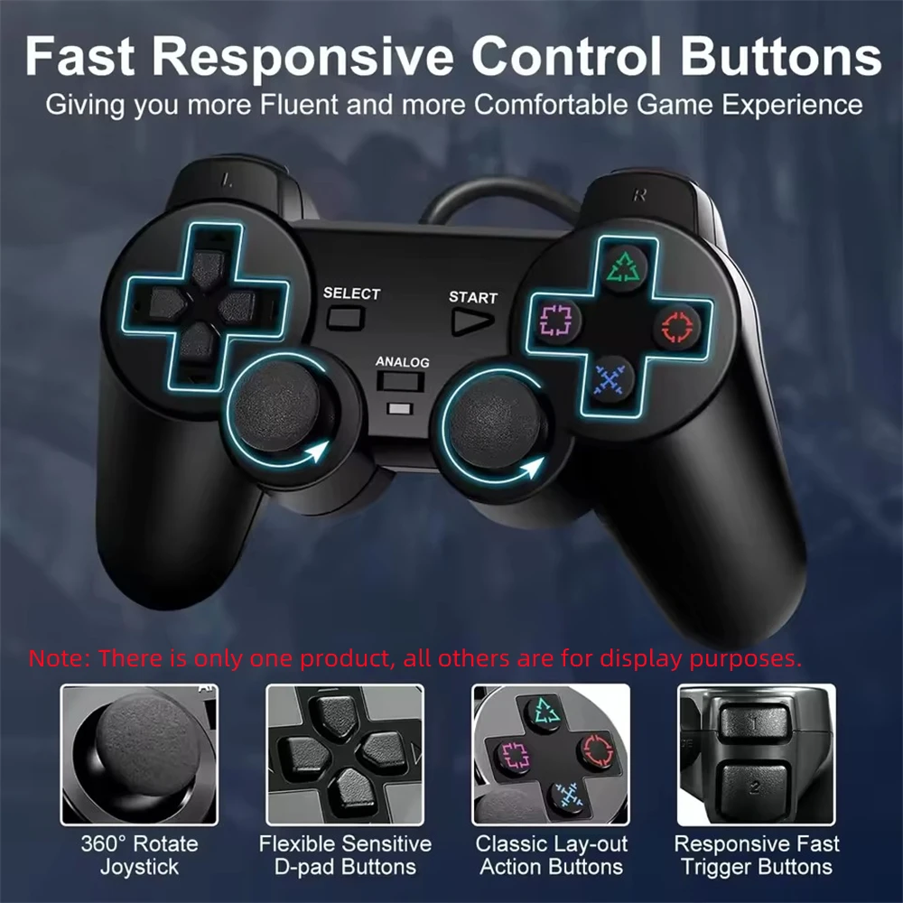 Roreta Wired gamepad For PS2 Controller Game Joystick Vibration Game Controller for PlayStation 2 Ps2 controller Game