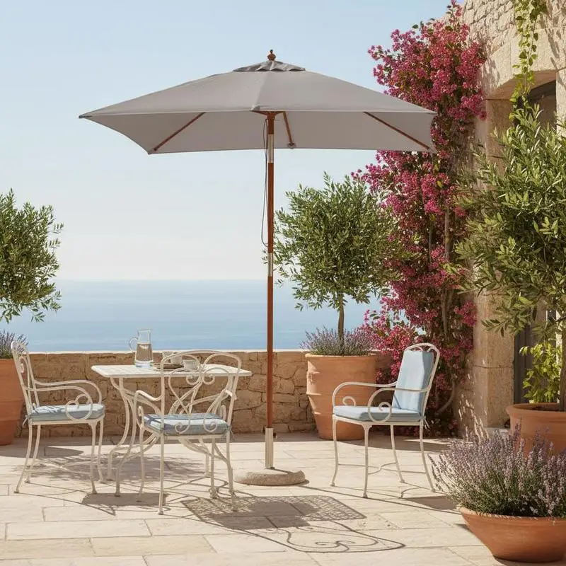 Parasol de jardin inclinable 200 x 150 x 235 cm, parasol de plage rectangulaire réglable à trois positions, adapté pour la plage, le balcon, la terrasse, le jardin, gris, adapté aux jardins