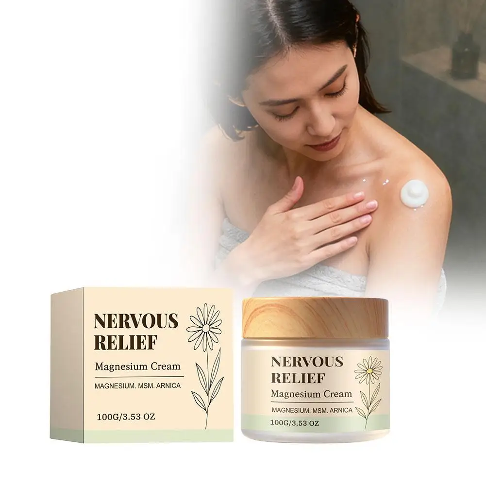 Premium Nervenberuhigende Magnesiumcreme, beruhigende topische Creme für Muskelkomfort, 100g natürliche Magnesiumlotion zur Entspannung ﻿ Image