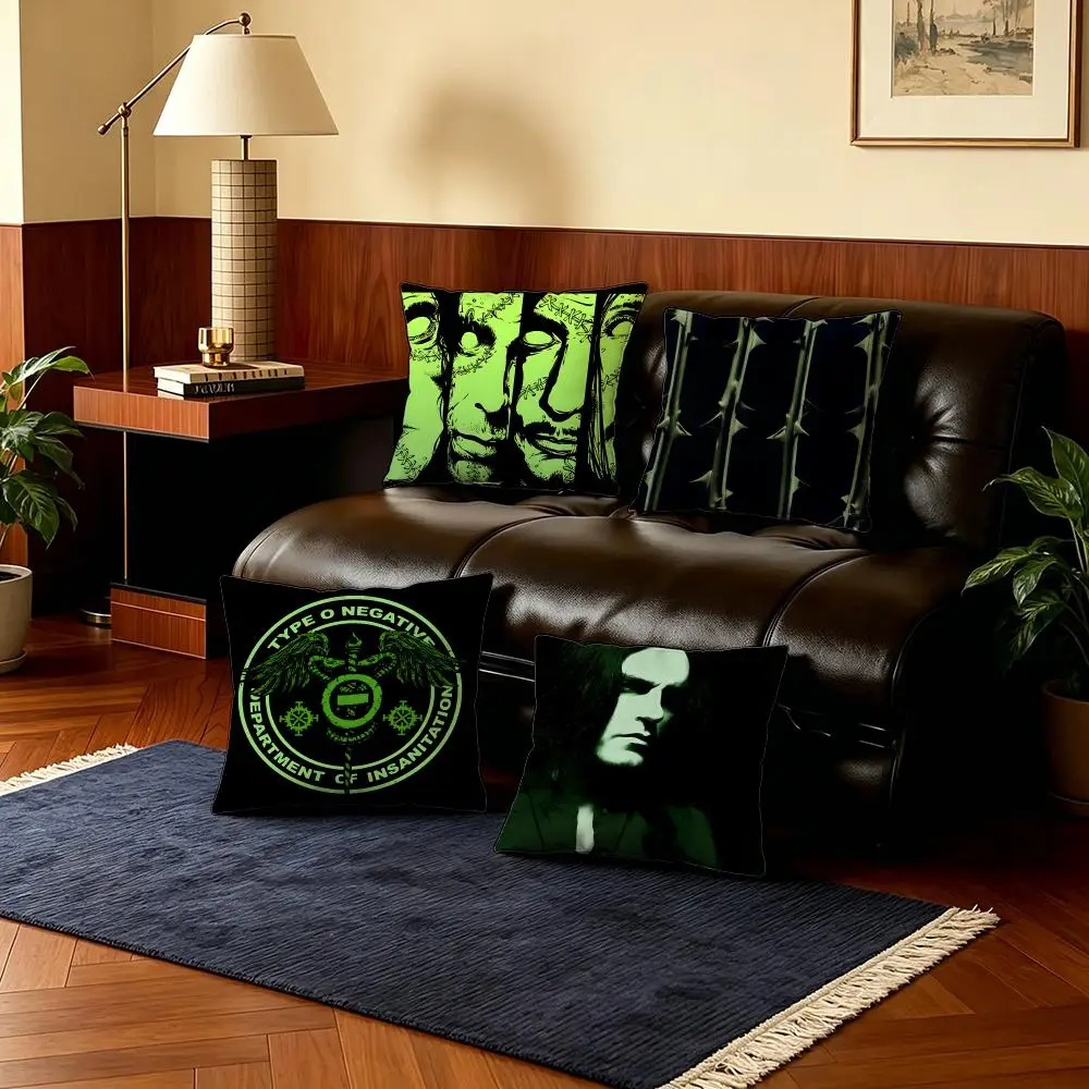 Gothic T-Type O NegativeS Kissenbezug, 4 Stück, ultraweiche, kurze Plüsch-Kissenbezüge, 40 x 40, 45 x 45, Boho-Stil, für Sofa, Schlafzimmer Image