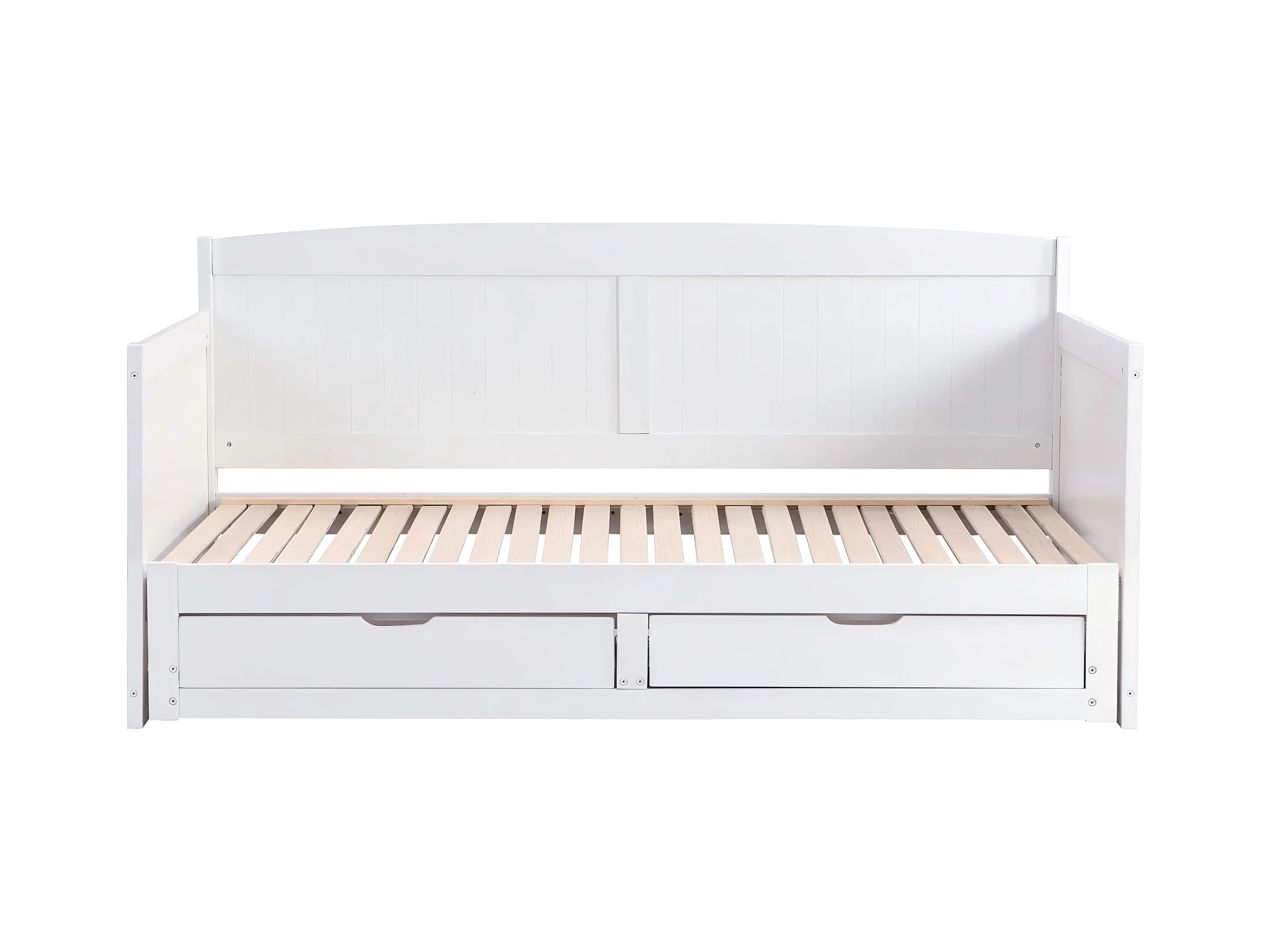 Schlafsofa / Tagesbett 90x190 cm (ohne Matratze), aus weissem Kiefernholz, multifunktionales Einzelbett mit Ausziehbett und Schubladen Image