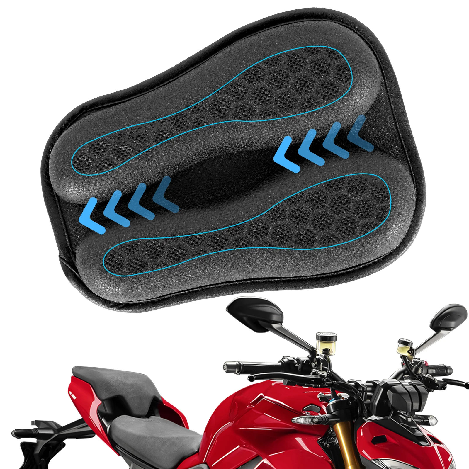 Motorrad Sitzkissen atmungsaktiv 3D Luftkissen Stoß dämpfung Drucken tlastung Gel Moto Ride Sitzpolster Motorrad Zubehör