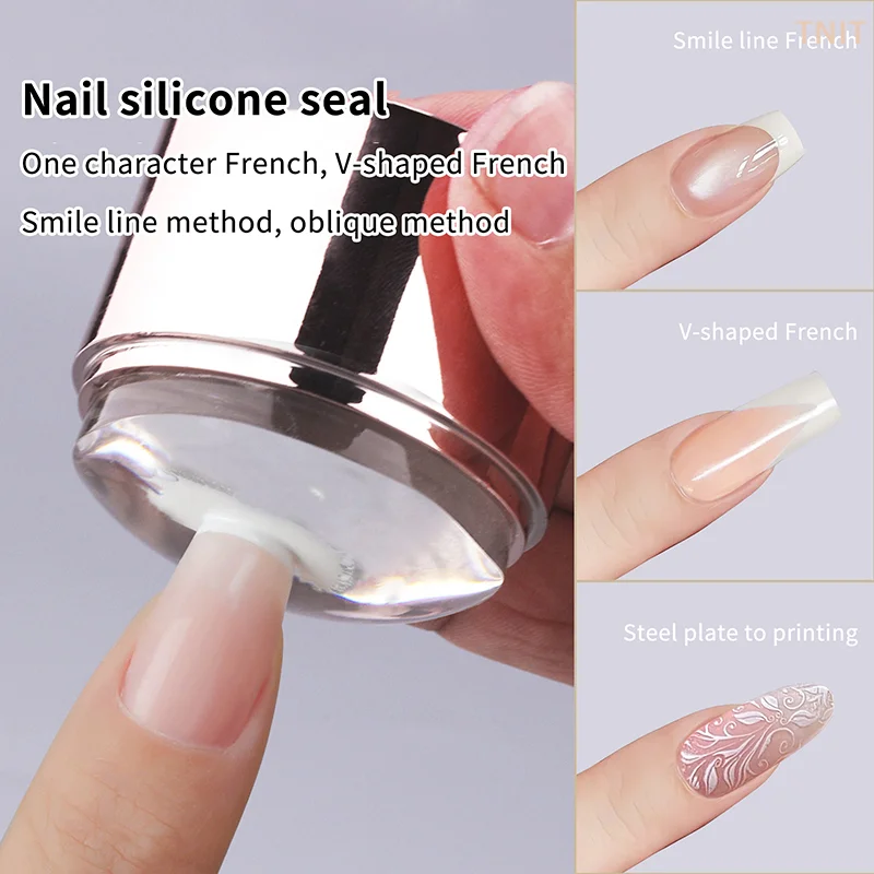 Französischer Nagelkunst-Stempel mit Nagelschaber, Silikon-Stempelkopf, Nagelstempelvorlage für DIY-Maniküre Image