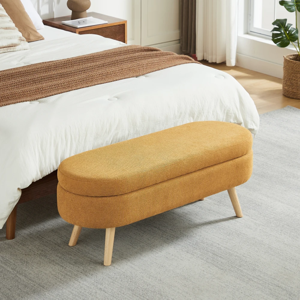 110 cm lange Aufbewahrungsbank, moderne, mit Chenille gepolsterte Schuhwechselbank, multifunktionaler Aufbewahrungshocker, bequeme lange Sitzbank für Flur, Schlafzimmer, Wohnzimmer, Zuhause,