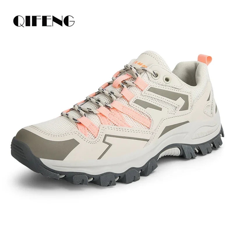 2025 frauen Outdoor Casual Schuhe Sommer Atmungsaktive Mesh Wandern Turnschuhe Weibliche Licht Trekking Schuhe Flache Mode Klettern Arbeit