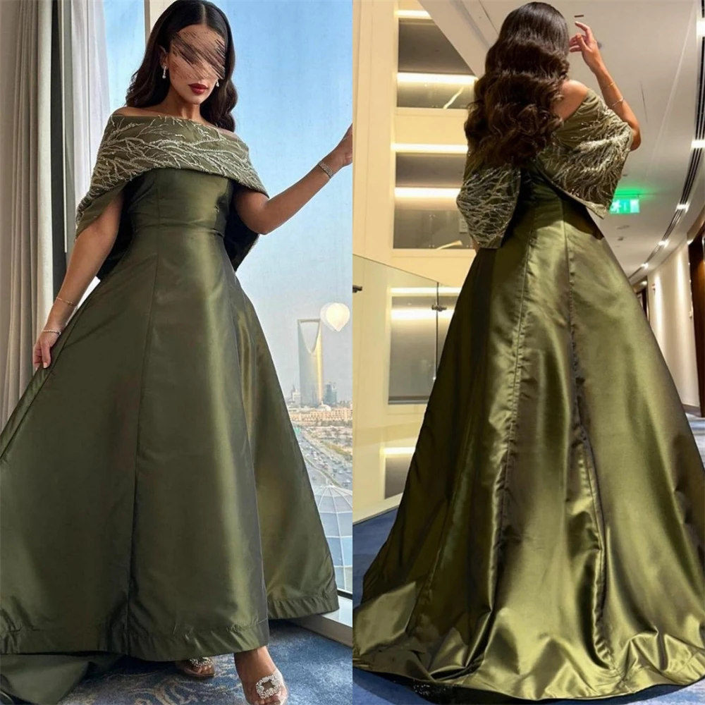 Customized Retro Off-the-shoulder Ball Gown Cocktail Flowers Fold SOccasion Evening Gown롱원피스 robe femme soirée