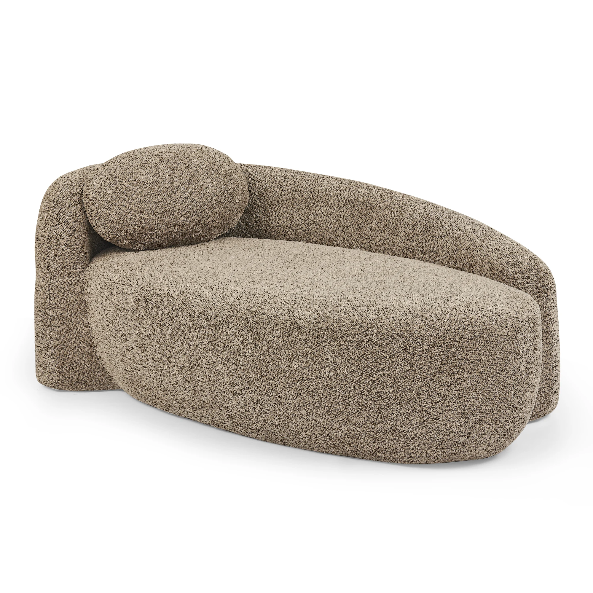 Teddyfleece-Sofa in Braun, kompakter 1-Sitzer mit weichem Teddyfleece-Bezug, Schaumstofffüllung, Kissen und abgerundeten Linien Image