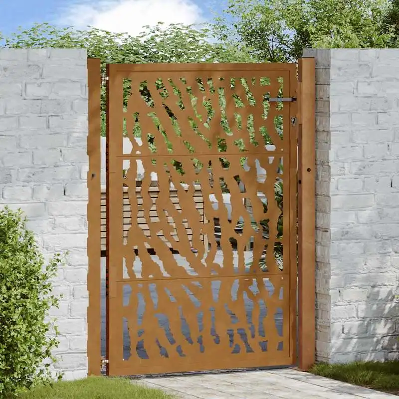 Portail de jardin orné d'un motif lumineux découpé au laser – Portail robuste en acier pour jardin, terrasse et entrée de propriété, Portail de jardin en acier découpé au laser avec motif lumineux,