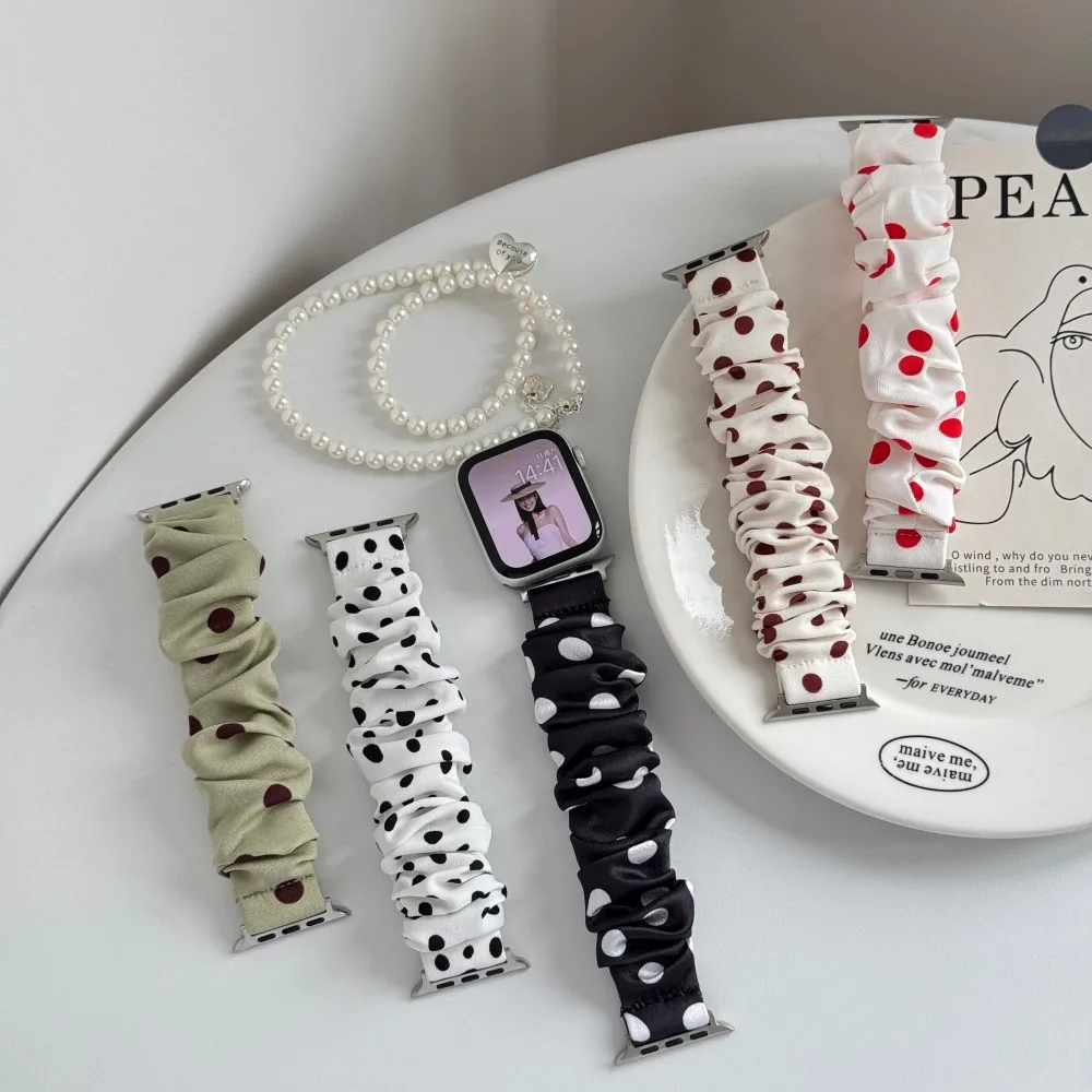 Wellenpunkt-Haarband für Damen, Armband für Apple Watch S11 S10 S9 S8 38 40 41 42 44 45 46 49, süßer großer Scrunchie für iWatch-Armband Image