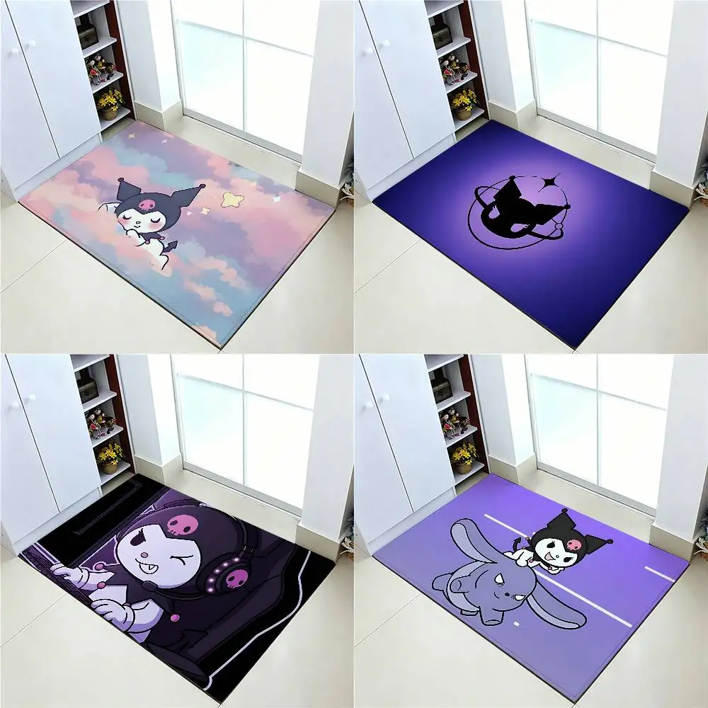 Kawaii K-Kuromi Niedlicher Teppich, Badezimmer-Antirutschmatte, Türmatte, Heimdekoration, Matte für den Eingangsbereich, kratzfeste Türmatte Image