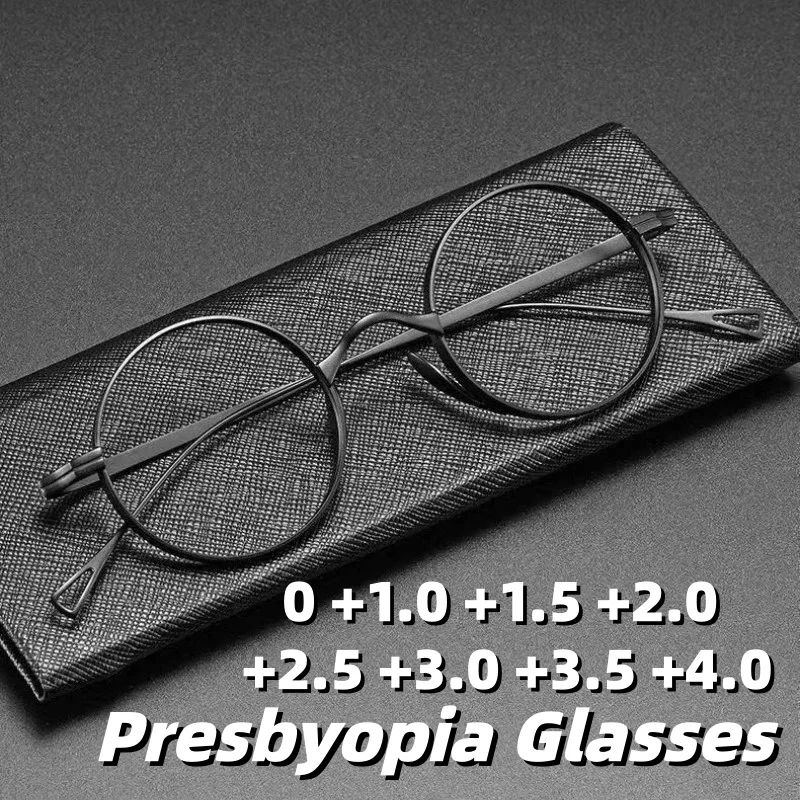 Neue modische Retro-Lesebrille mit rundem Rahmen, Anti-Blaulicht, Unisex, hochauflösende Lesebrille, Dioptrien 0 bis +4,0 Image