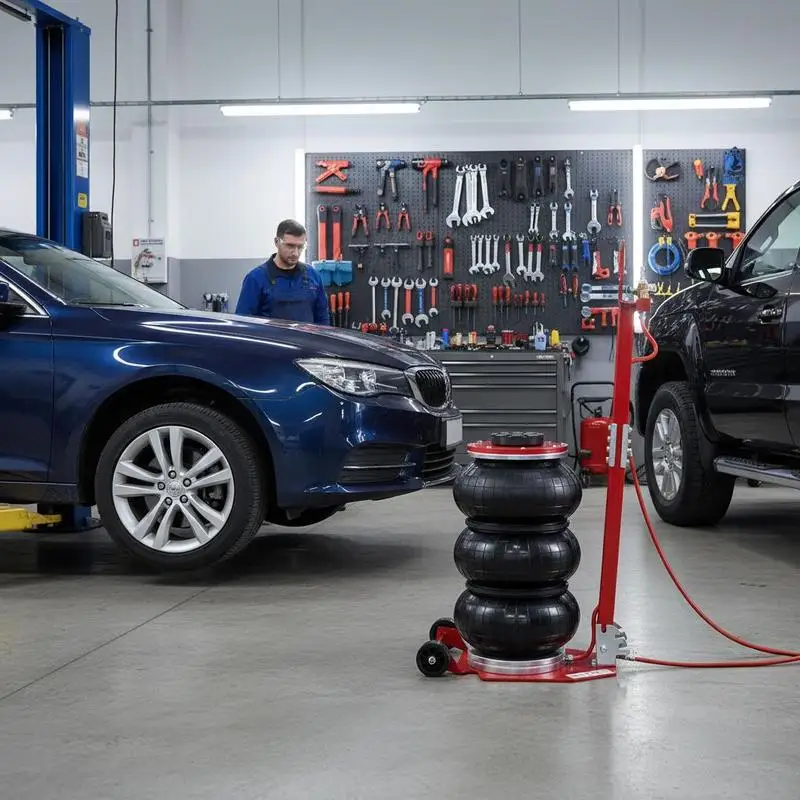Pneumatischer Wagenheber 3 Tonnen Hubhöhe 140-450 mm Druckluft-Wagenheber 0,8-1,0 MPa 3 Luftkissen Verstellbare Lange Handgriffe Schnelles Heben für Reparatur Wartung Auto SUV Werkstatt Garage