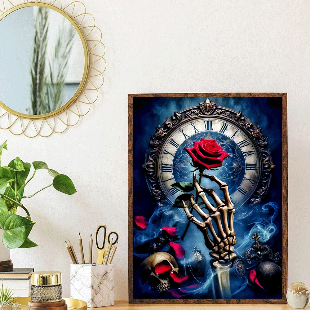1000 Stück Gothic Fantasy Großes Puzzle – geheimnisvolle Elemente mit roter Rose und Totenkopf-Design, Karton, interaktives DIY-Spiel für Werbung