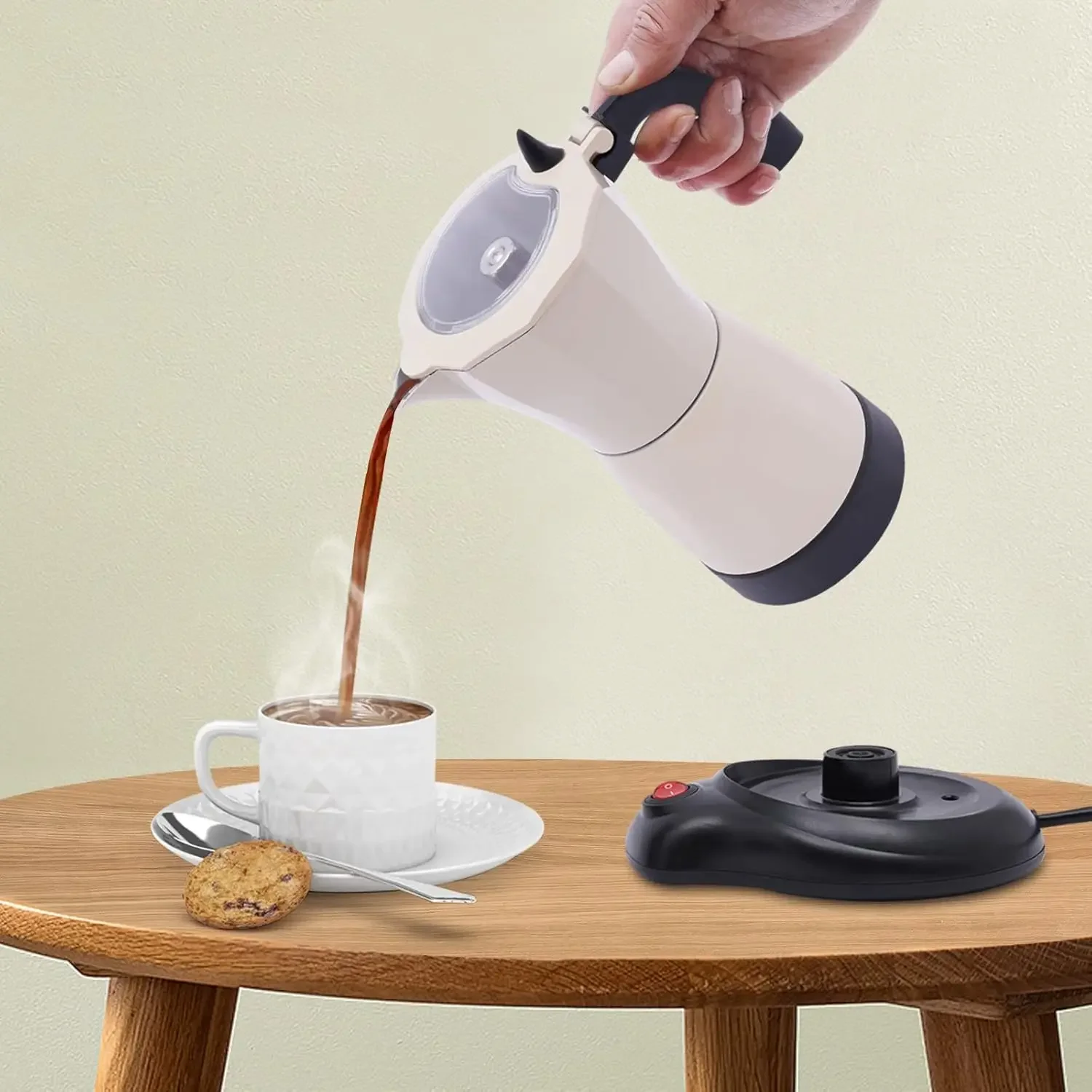 Cafetière expresso 480W en aluminium, Moka Pot, 6 tasses expresso, 300 ml, cafetière électrique portable pour la maison, les bureaux, les cafés