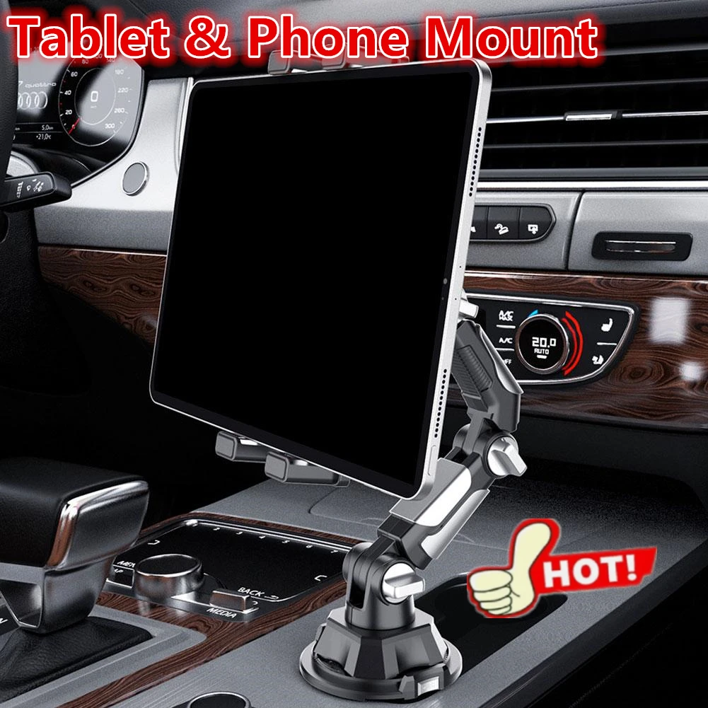 Auto-Getränkehalter, Tablet- und Telefonhalterung, universeller Ständer mit verstellbarem langen Arm für iPad Pro Air Mini, Samsung Galaxy Tab, Kindle Image