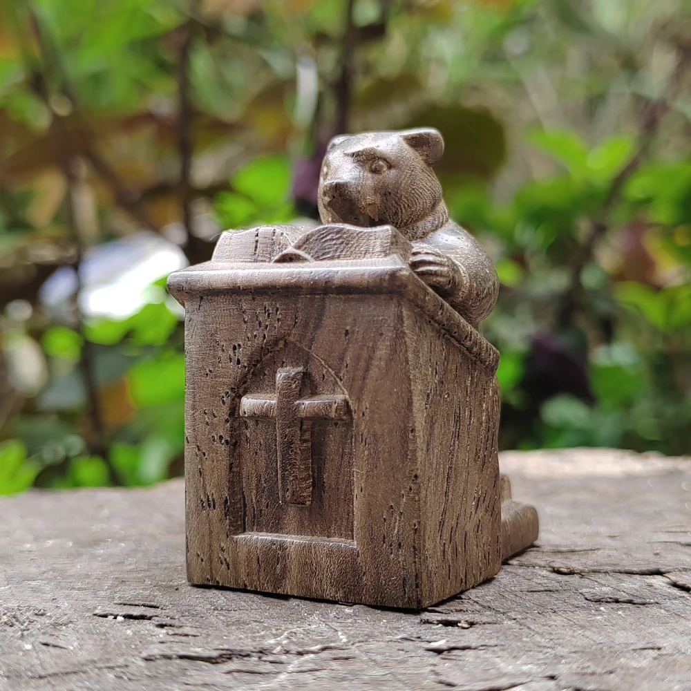 1,8 Zoll große, aus Holz geschnitzte Bärenfigur, handgeschnitzt, moderner Stil, abstrakter Stil, geeignet für Feiertagsdekorationen, Partydekorationen, Weihnachtsdekorationen, Heimdekoration, Kamin,