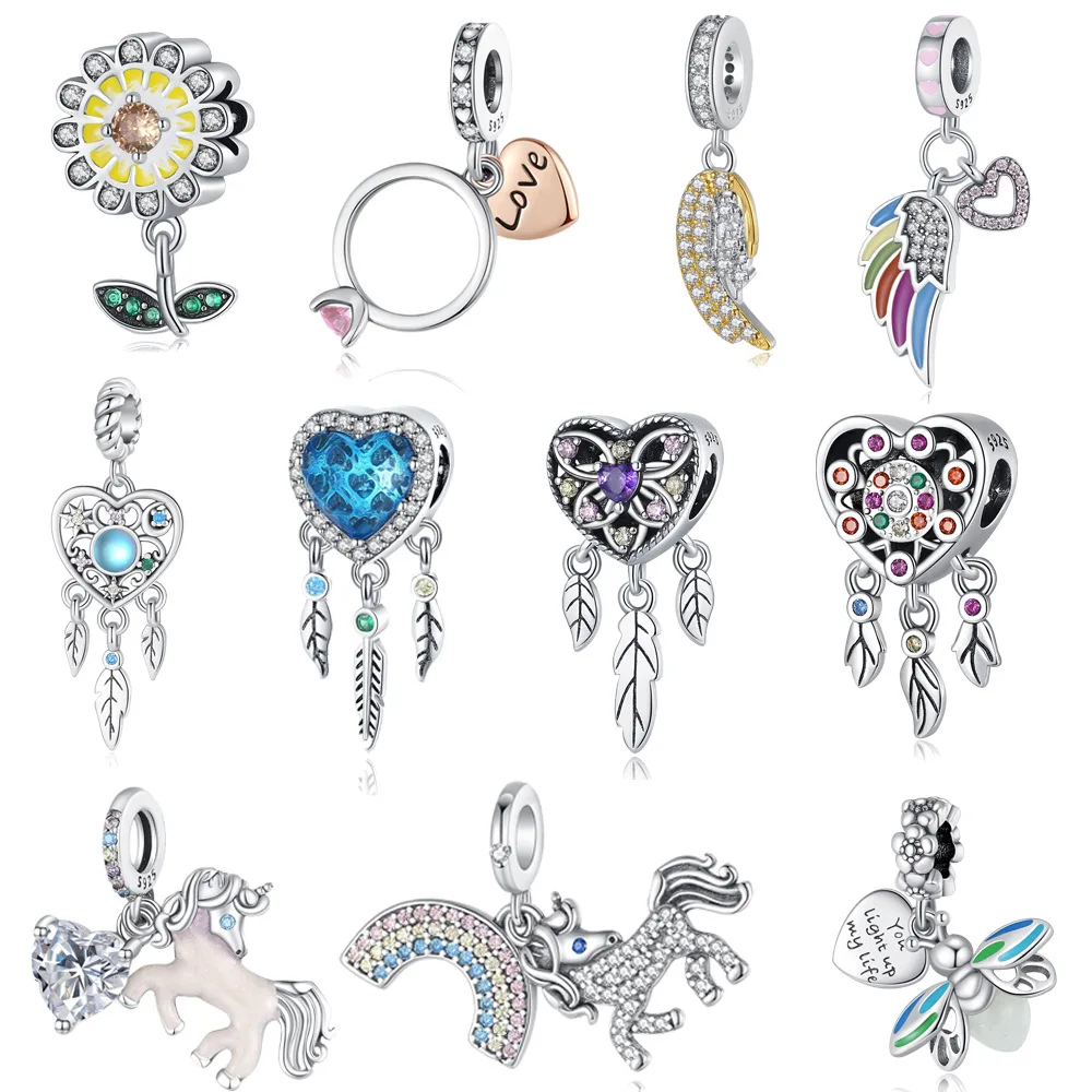 Versilberte gelbe Sonnenblumen-Charms-Perlen, passend für Original-Armbänder, Taschen-Schlüsselanhänger, Charms-Perlen, Anhänger, DIY-Schmuck, Geschenk für Frauen Image