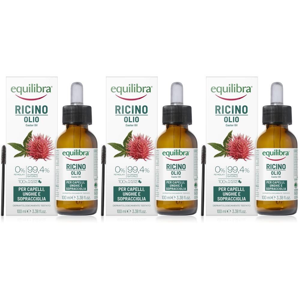 Equilibra Olio di Ricino Capelli Unghie Sopracciglia 3x100 ml