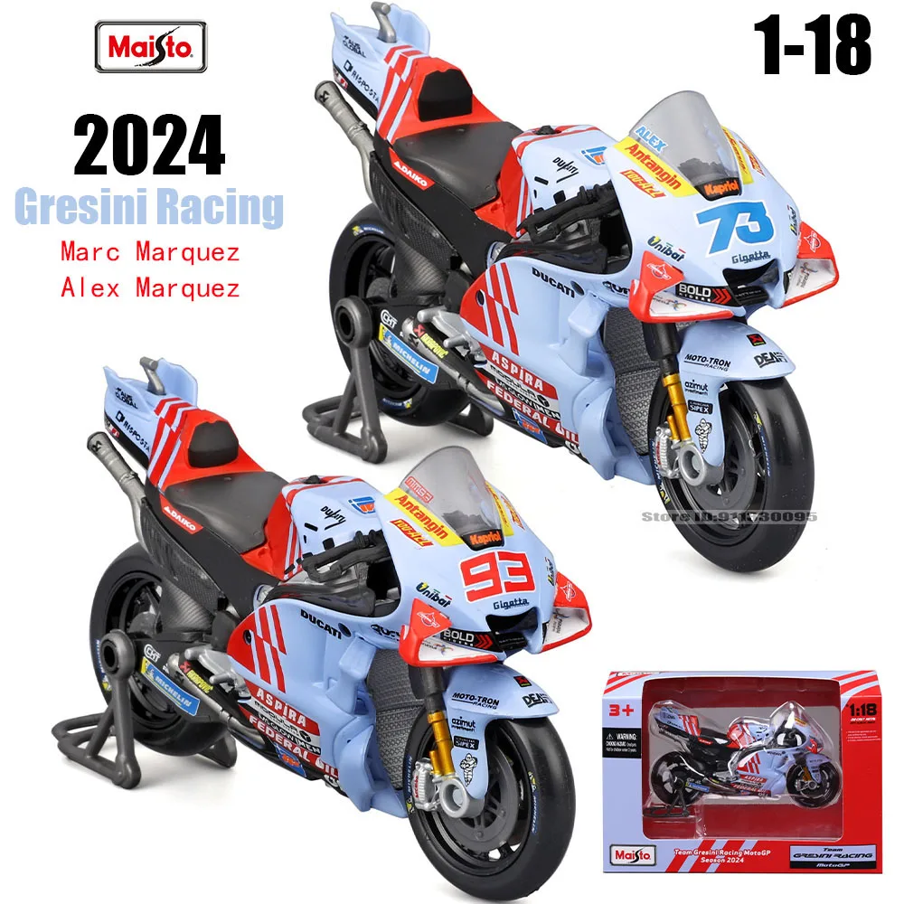Nudeln 1:18 # 93 Marc Marquez # 73 Alex Marquez 2024 Gresini Racing Moto GP Gusslegierung Motorrad Modellsammlung Geschenkspielzeug Image